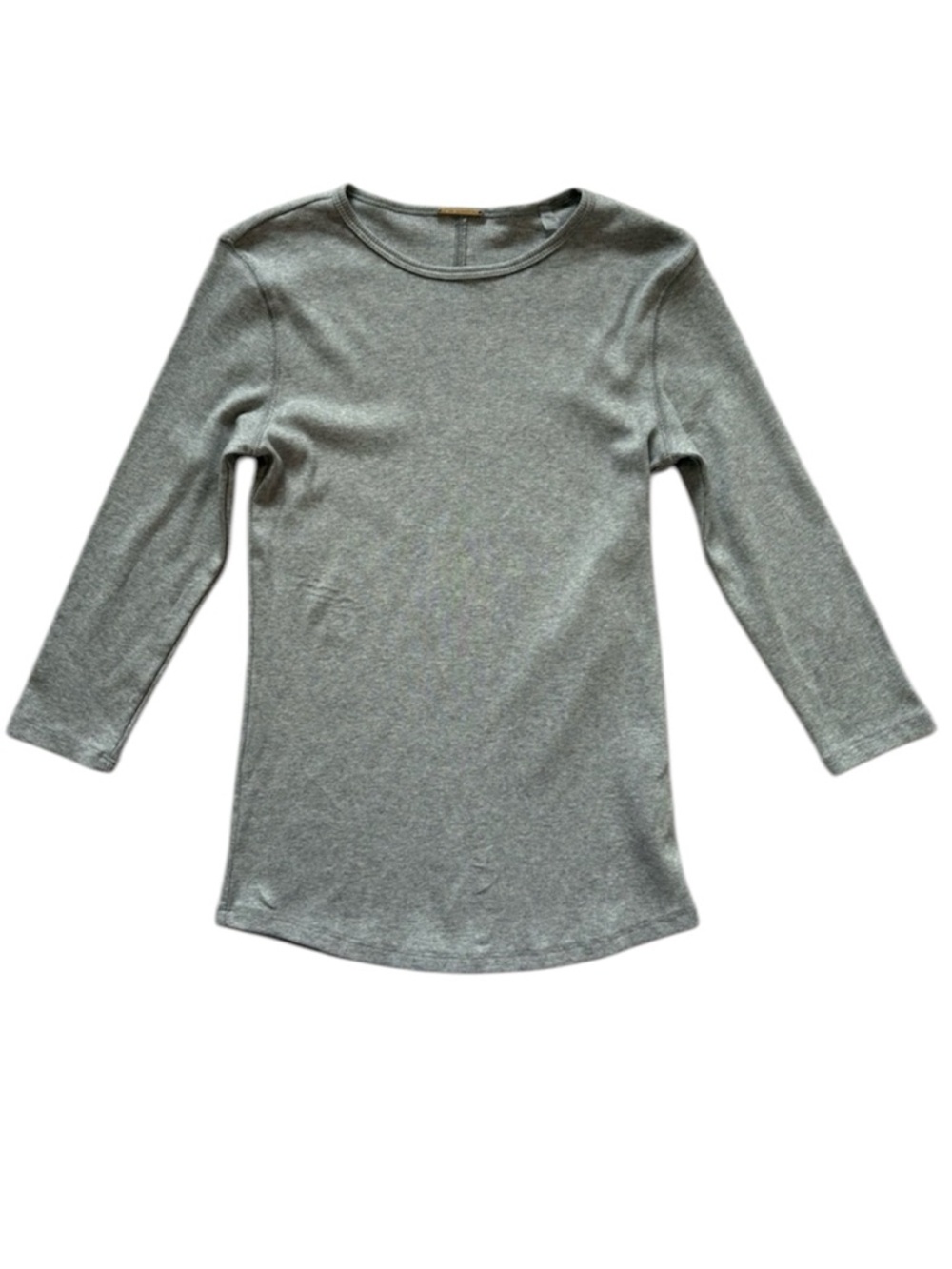 Elie Tahari Gray Ribbed Long Sleeve Shirt Size Small soft pima cotton blend